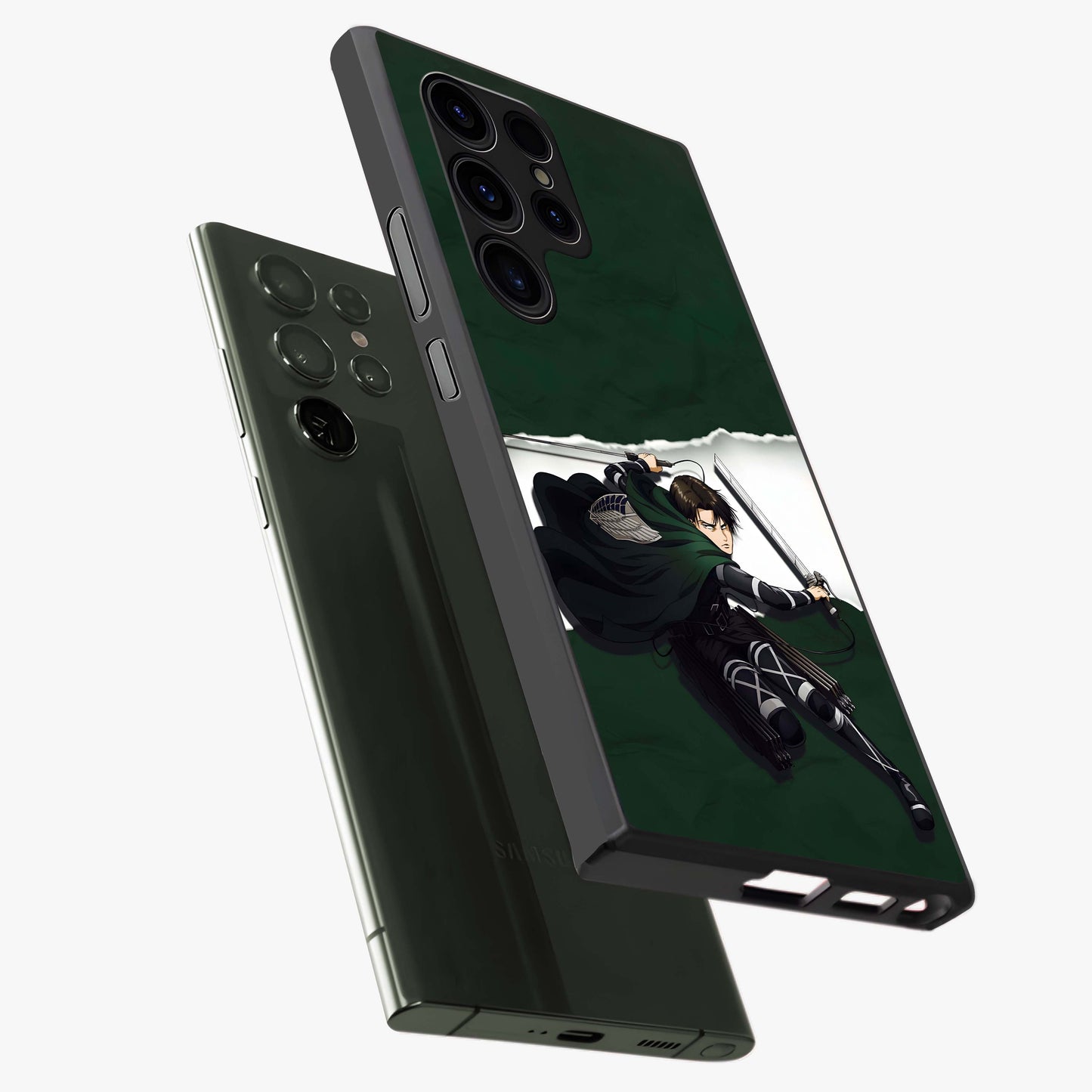 Emerald War Vanguard Glass Case displayed in angled mockup highlighting intense battle inspired design with emerald tone aesthetic.