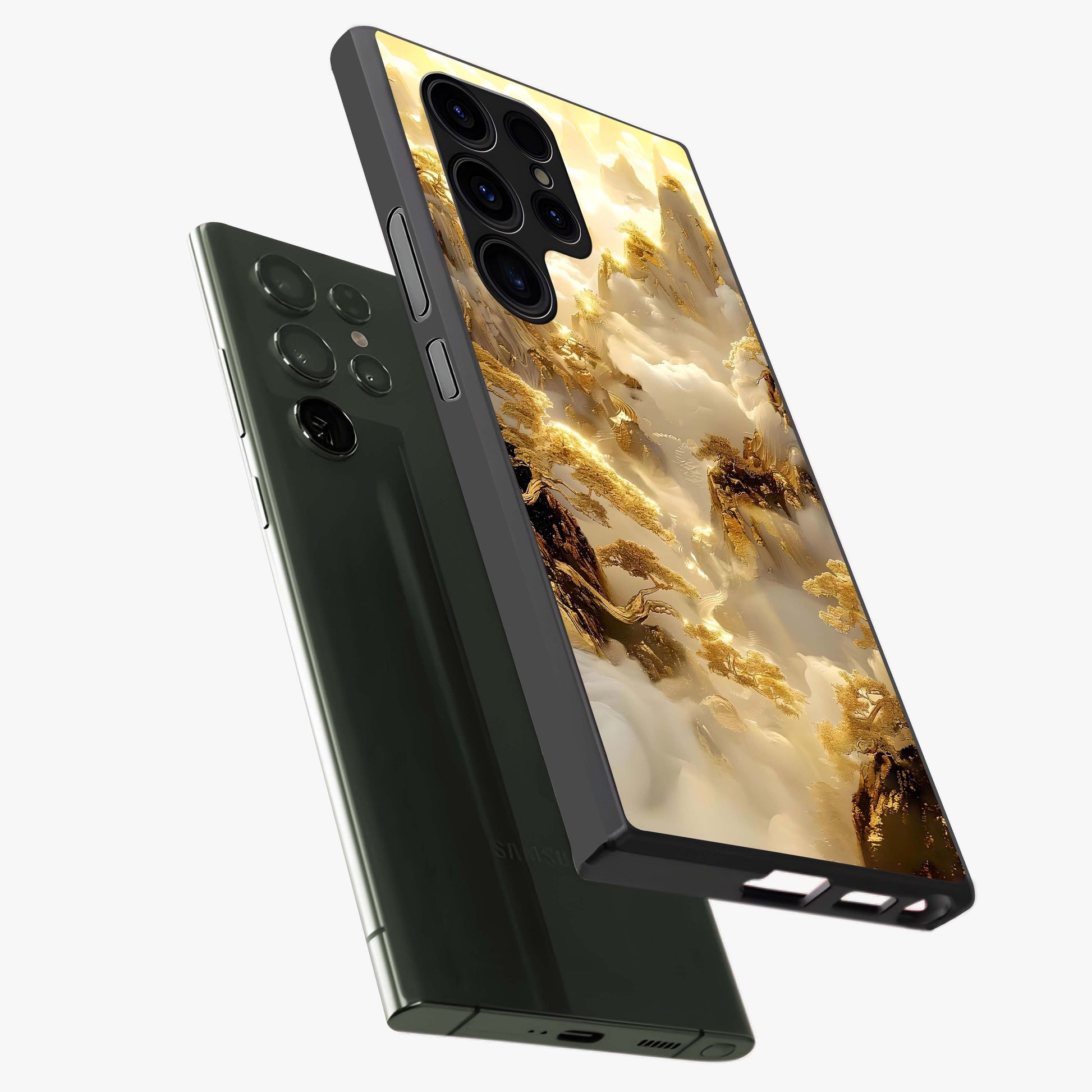 Gates Of Illumination Glass Case displayed in angled mockup highlighting radiant portal inspired design with fantasy aesthetic.