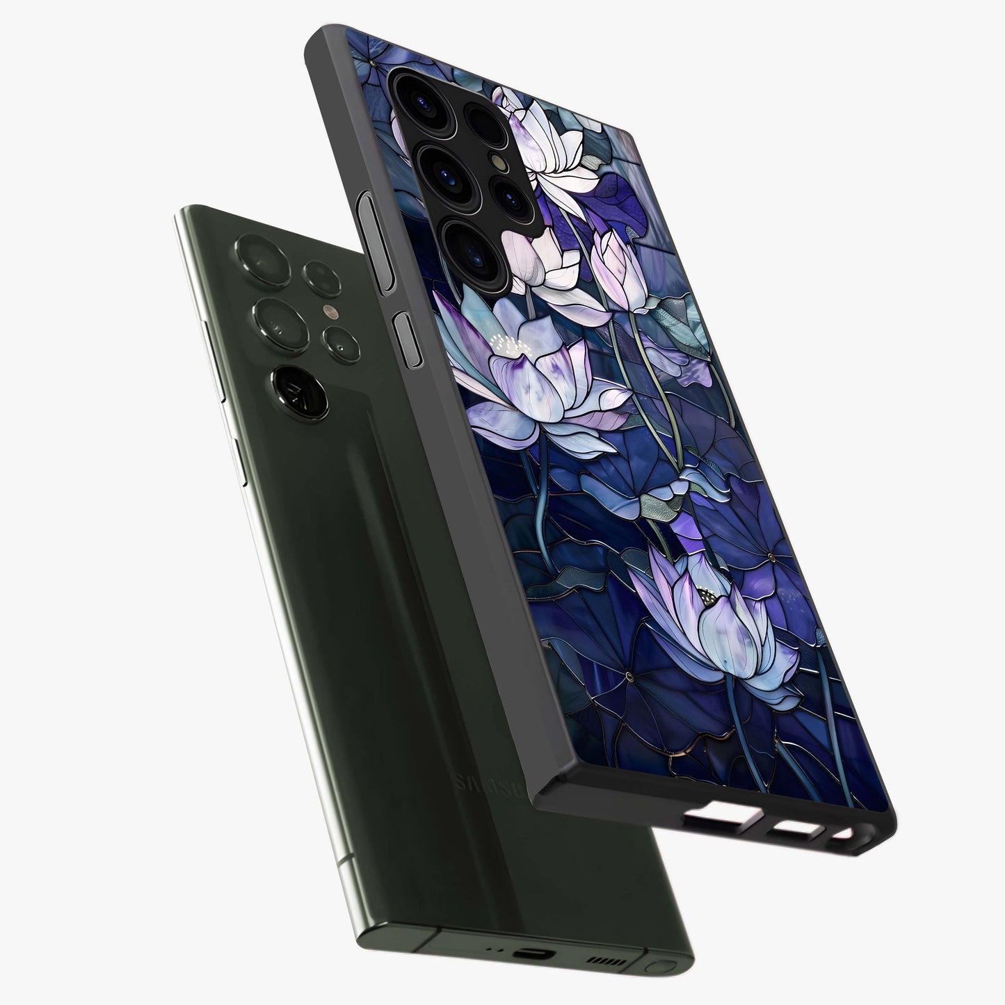 Gloss Petal Rush Glass Case displayed in angled mockup highlighting vibrant petal design with elegant floral aesthetic.