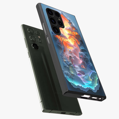 Glow Forest Portal Glass Case displayed in angled mockup highlighting mystical forest design with magical glowing aesthetic.