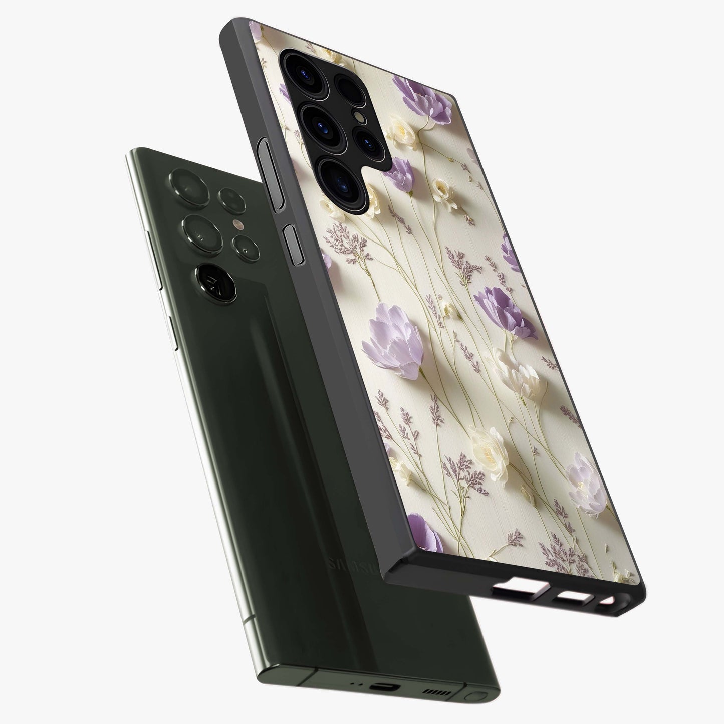 Lilac Breeze Harmony Glass Case displayed in angled mockup highlighting calm lilac breeze design with soothing aesthetic style.