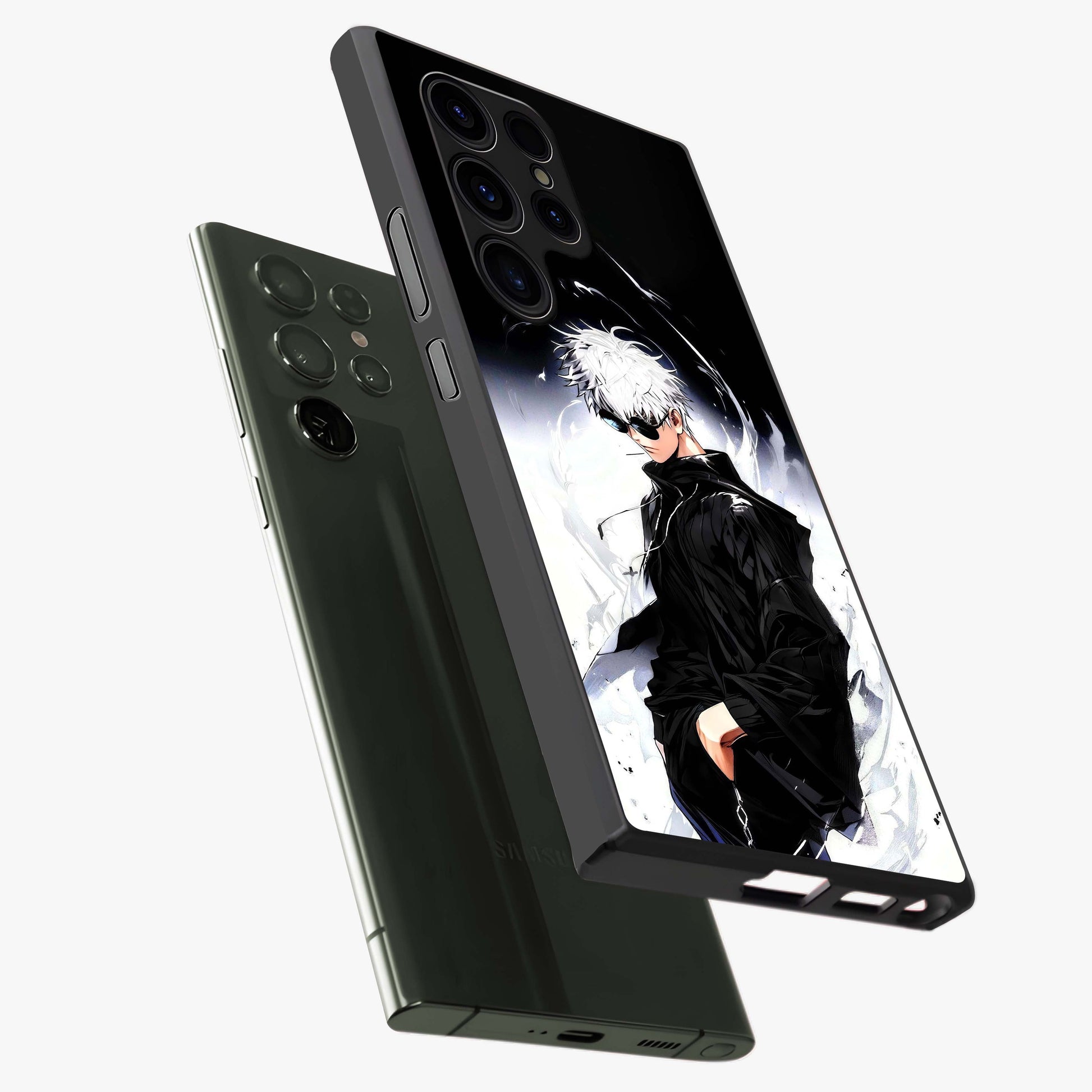 Limitless Shadow King Glass Case displayed in angled mockup highlighting dramatic dark hero design with intense aesthetic.