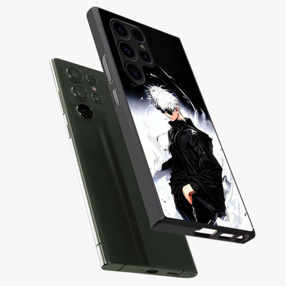 Limitless Shadow King Glass Case displayed in angled mockup highlighting dramatic dark hero design with intense aesthetic.