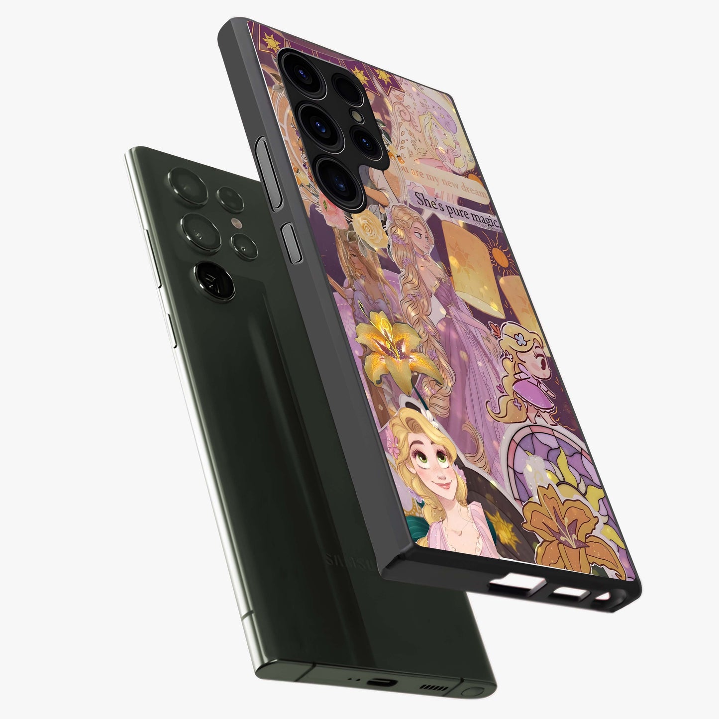 Magical Tangled Dream Glass Case displayed in angled mockup highlighting whimsical fantasy design with magical aesthetic.
