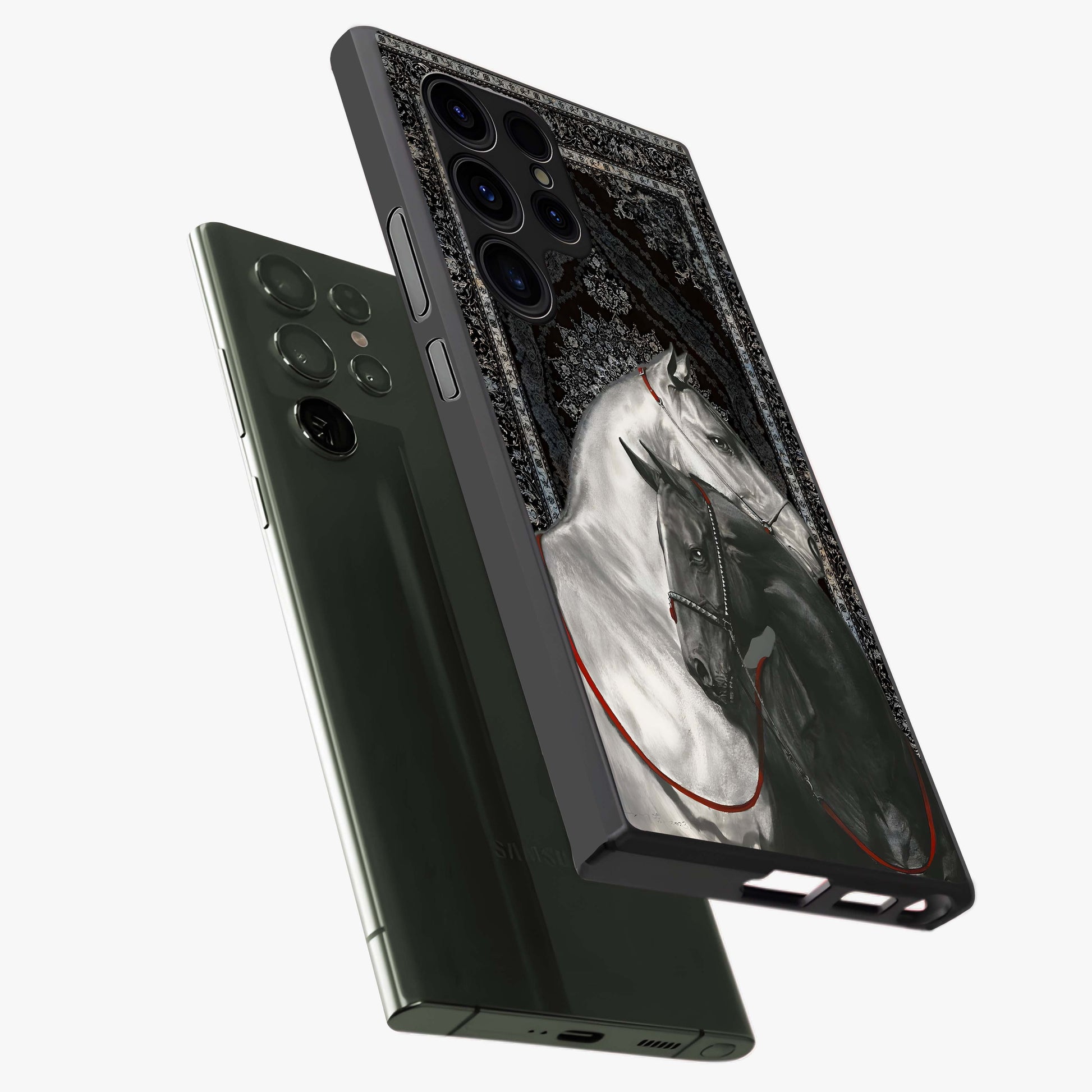 Majestic Ride Legacy Glass Case displayed in angled mockup highlighting sleek vehicle design with bold racing aesthetic.