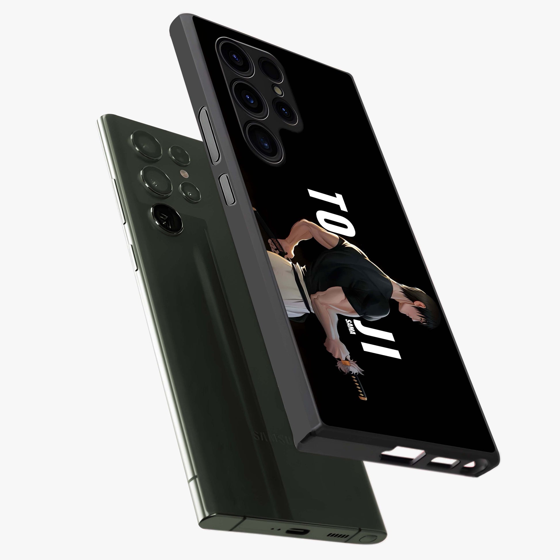 Midnight Blade Resolve Glass Case displayed in angled mockup highlighting powerful blade illustration with dramatic dark aesthetic.