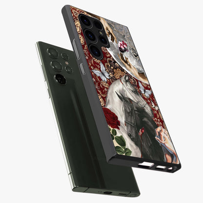 Moonlit Royal Stallion Glass Case displayed in angled mockup highlighting powerful stallion illustration with royal night aesthetic.