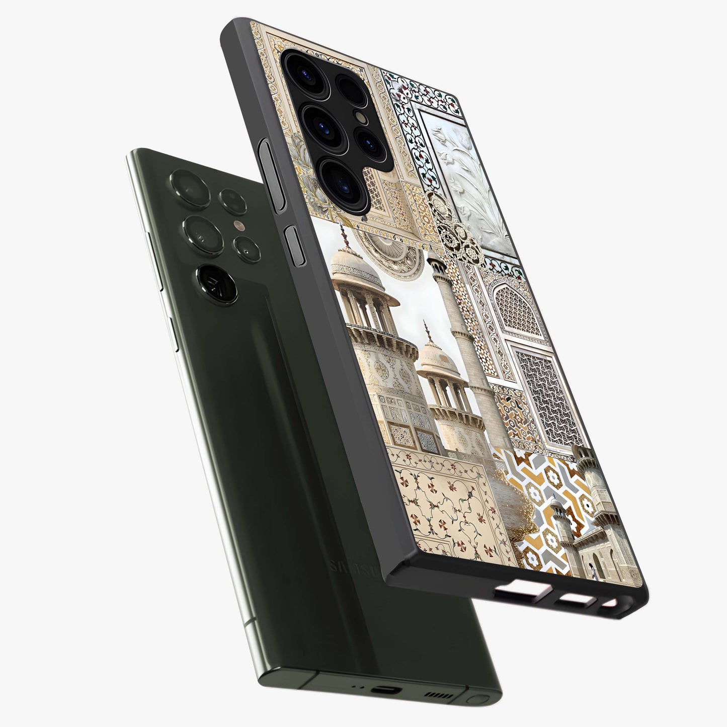 Mughal Marble Legacy Glass Case displayed in angled mockup highlighting elegant heritage marble artwork with royal aesthetic.