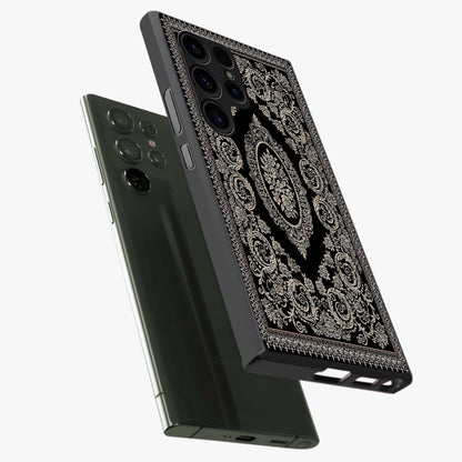 Noir Bloom Elegance Glass Case displayed in angled mockup highlighting refined flower design with stylish noir aesthetic.