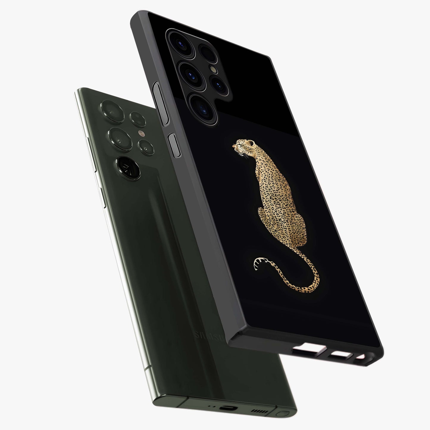 Regal Leopard Glass Case displayed in angled mockup highlighting powerful animal illustration with stylish wild aesthetic.