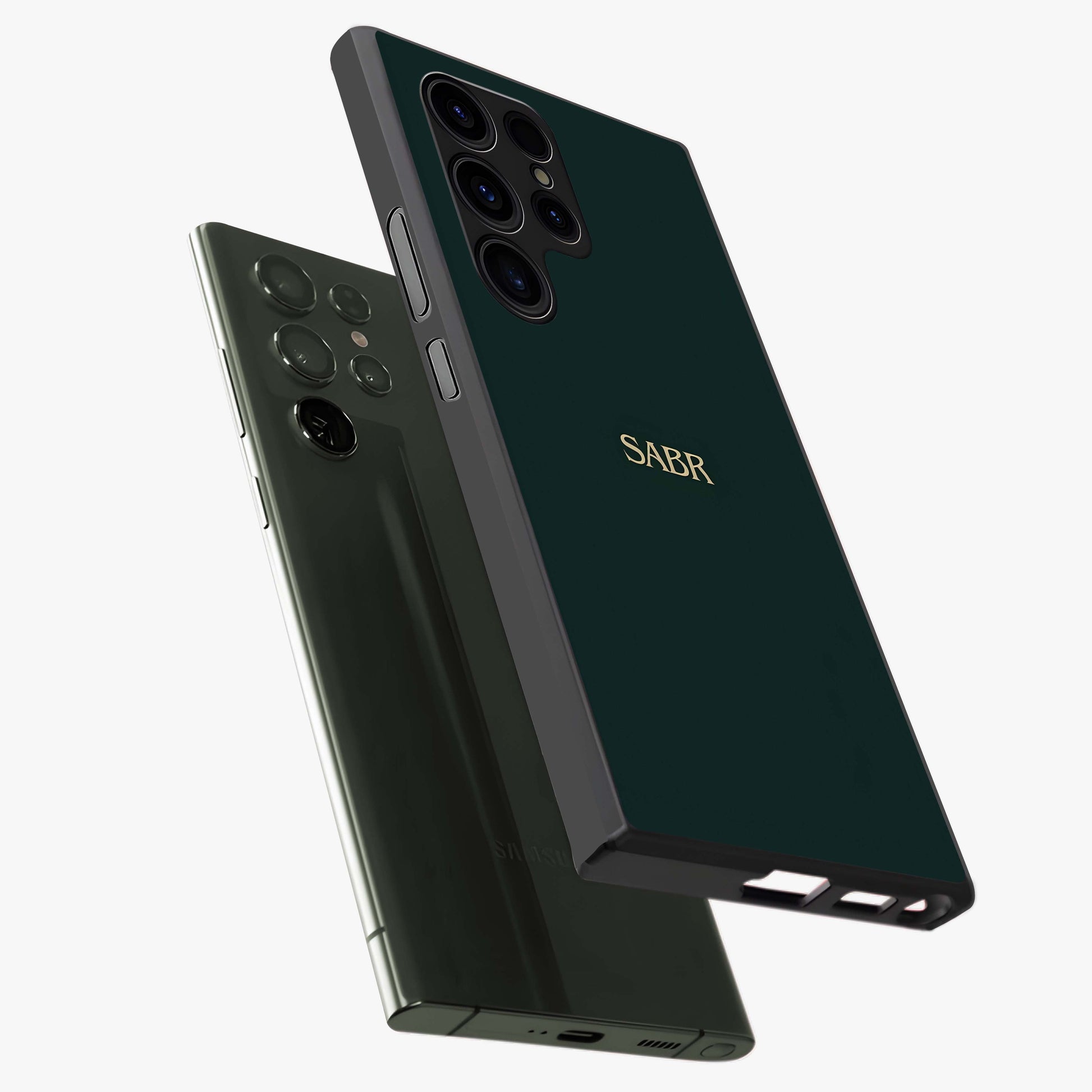 Sabr Minimal Patience Glass Case displayed in angled mockup highlighting simple inspirational design with clean aesthetic style.