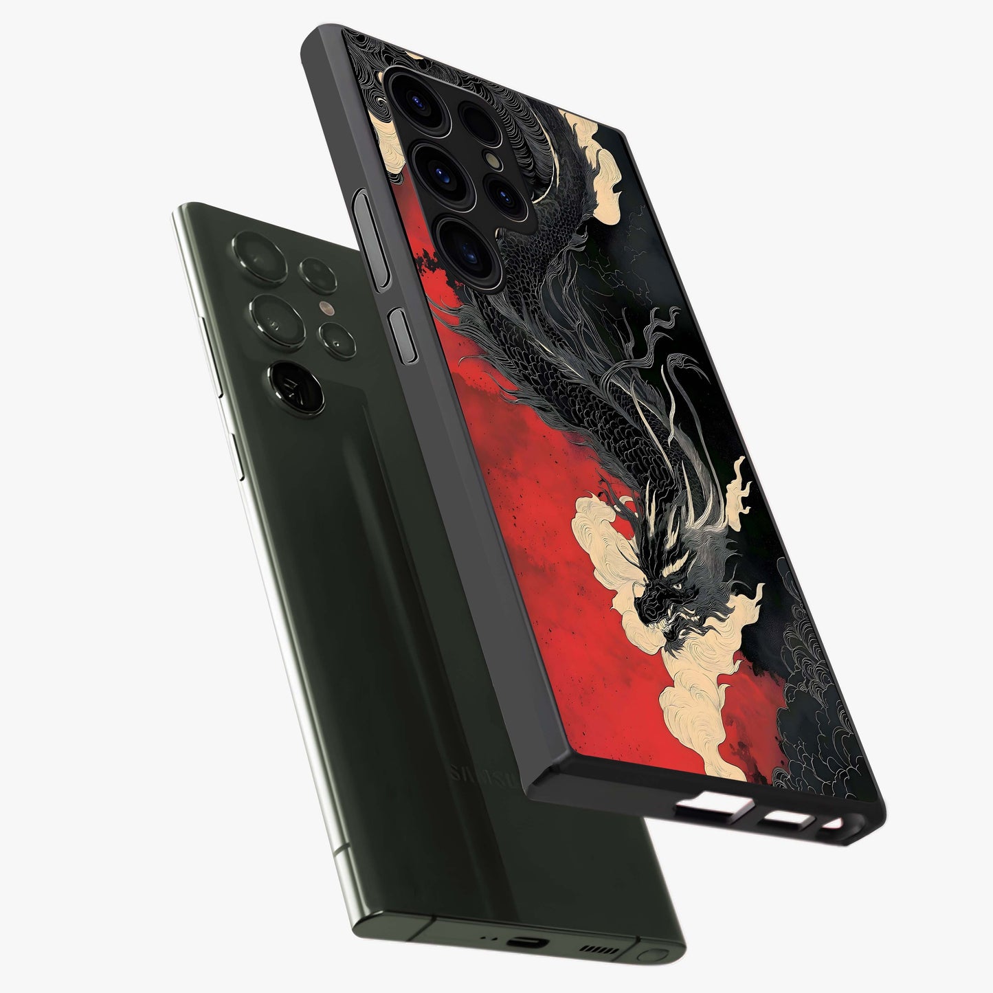Shadow Dragon Fury Glass Case displayed in angled mockup highlighting powerful dragon illustration with dark fantasy aesthetic.