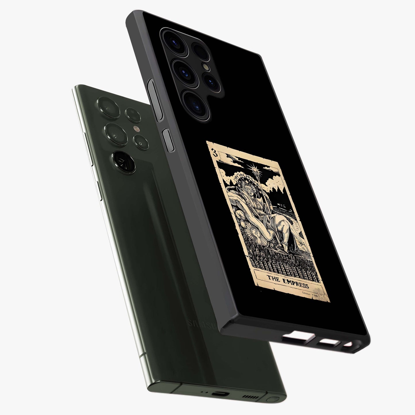 The Empress Glass Case displayed in angled mockup highlighting elegant royal design with majestic aesthetic style.