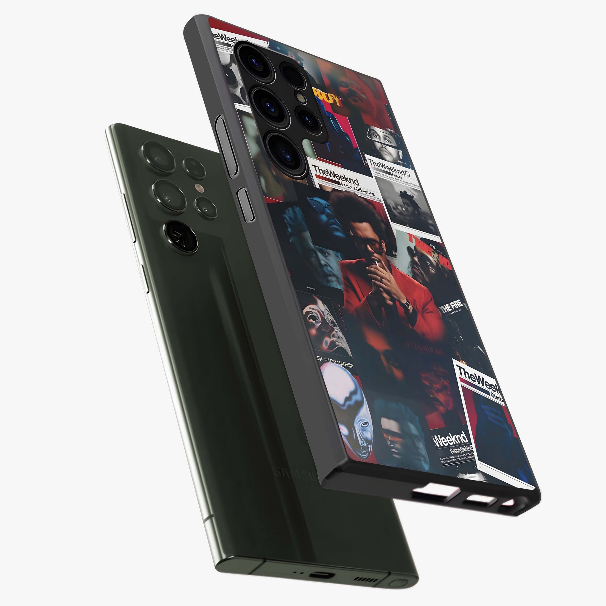 The Weeknd Glass Case displayed in angled mockup highlighting stylish pop culture inspired design with modern aesthetic.
