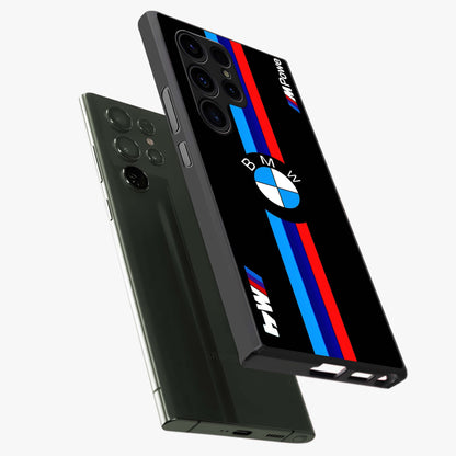 Turbo BMW Beast Glass Case displayed in angled mockup highlighting sleek racing car design with bold automotive aesthetic.