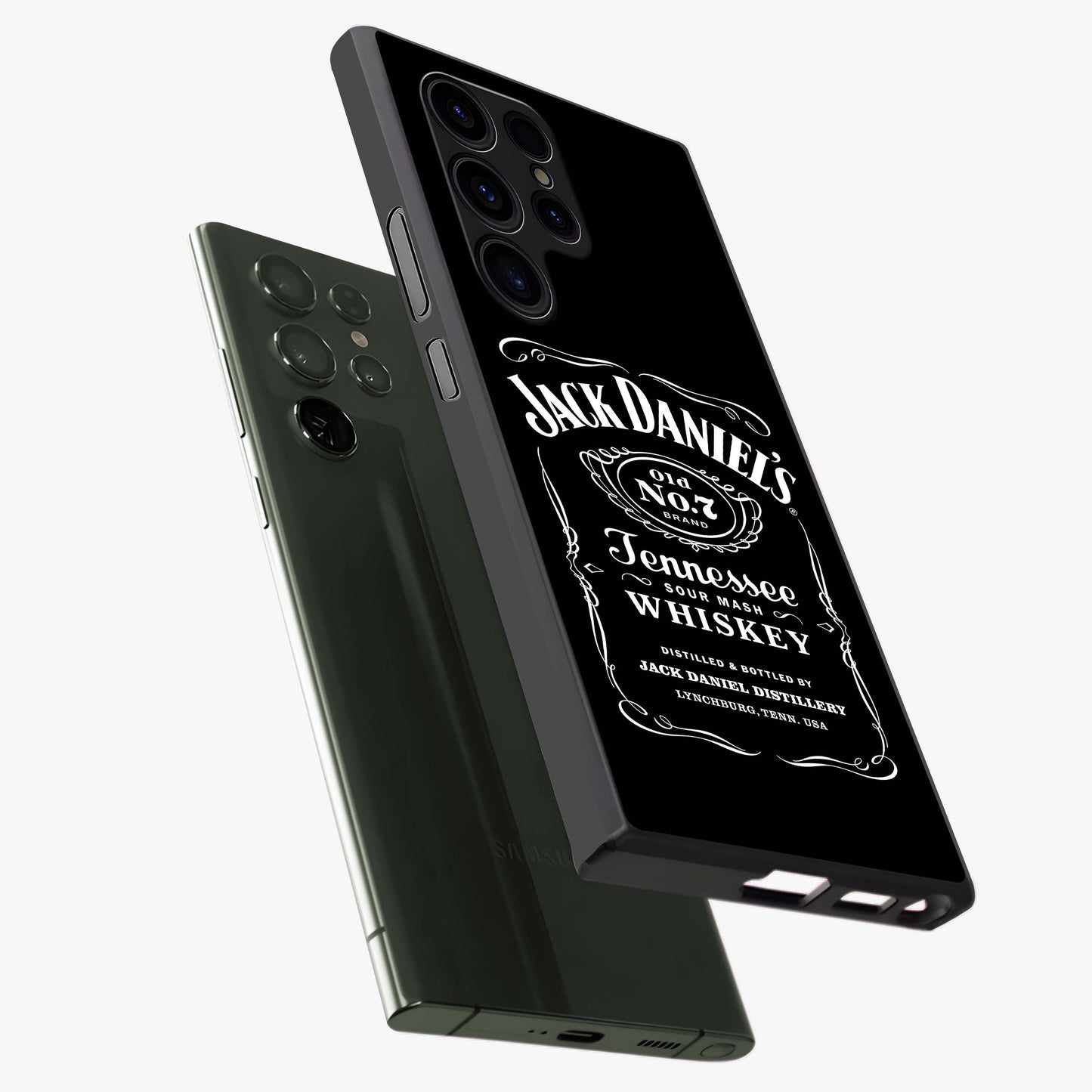 Vintage Whiskey Heritage Glass Case displayed in angled mockup highlighting retro beverage themed design with heritage aesthetic.