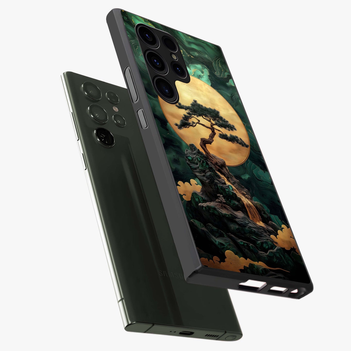 Zen Moon Rise Glass Case displayed in angled mockup highlighting peaceful lunar design with zen aesthetic style.