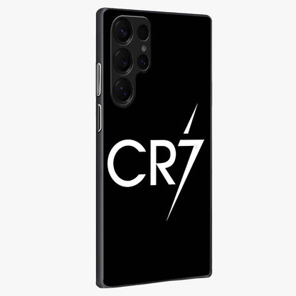 Cr7 Elite Strike Glass Case upright view showcasing energetic football inspired design with modern sports aesthetic.
