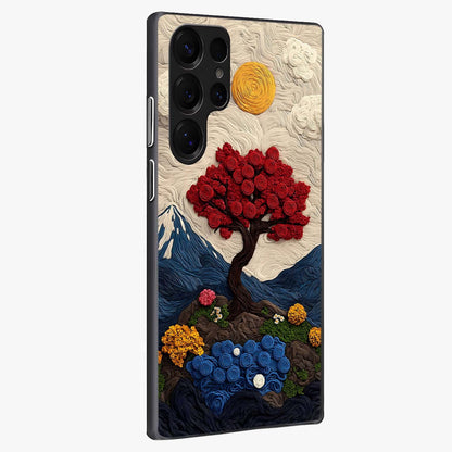 Eternal Nature Tapestry Glass Case upright view showcasing elegant nature tapestry design with decorative style.
