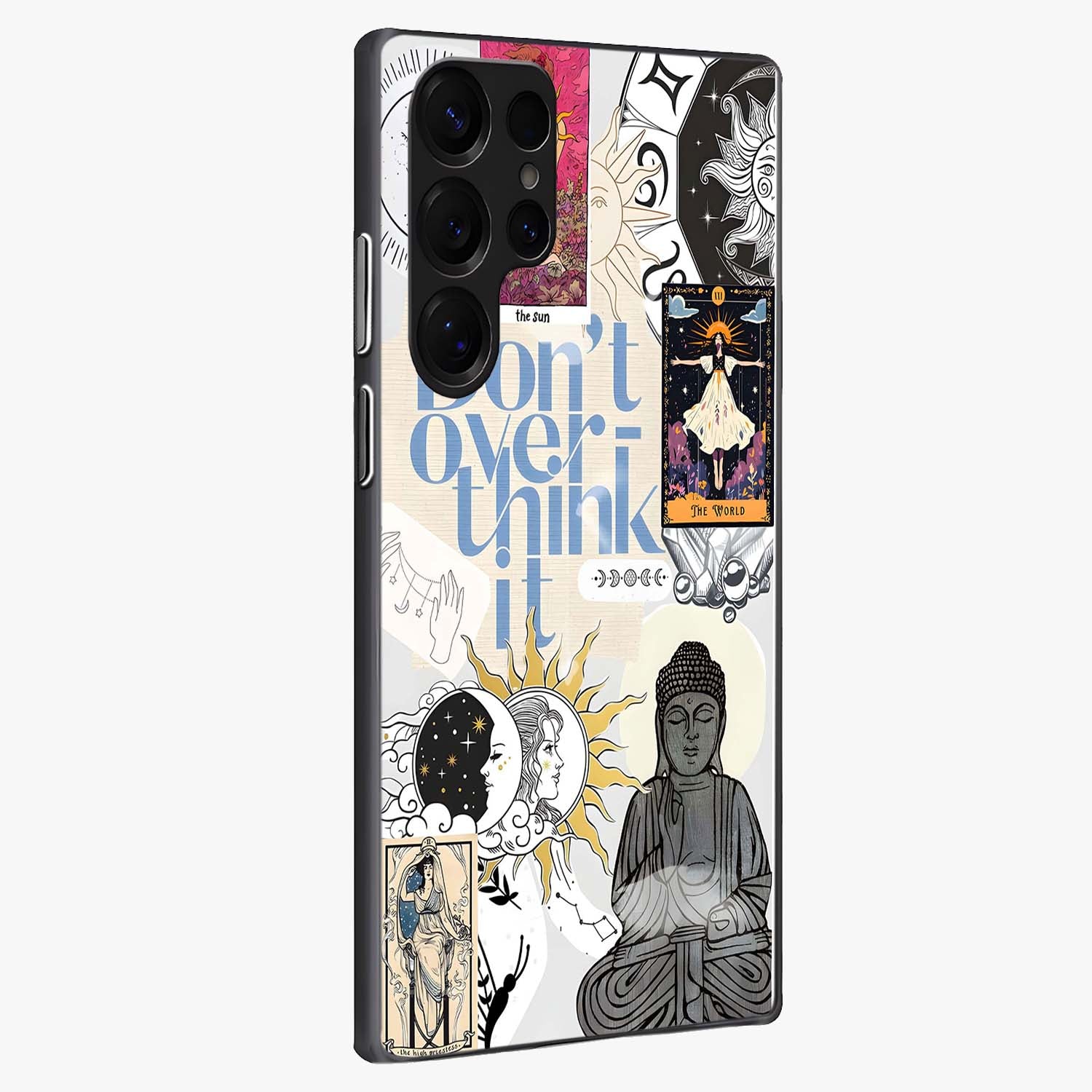 Ethereal Thoughts Glass Case upright view showcasing delicate artistic composition with peaceful dreamy theme.