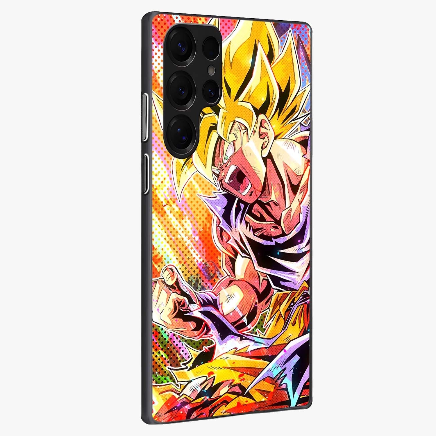 Firing Goku Glass Case upright view showcasing energetic anime artwork with bold warrior theme.