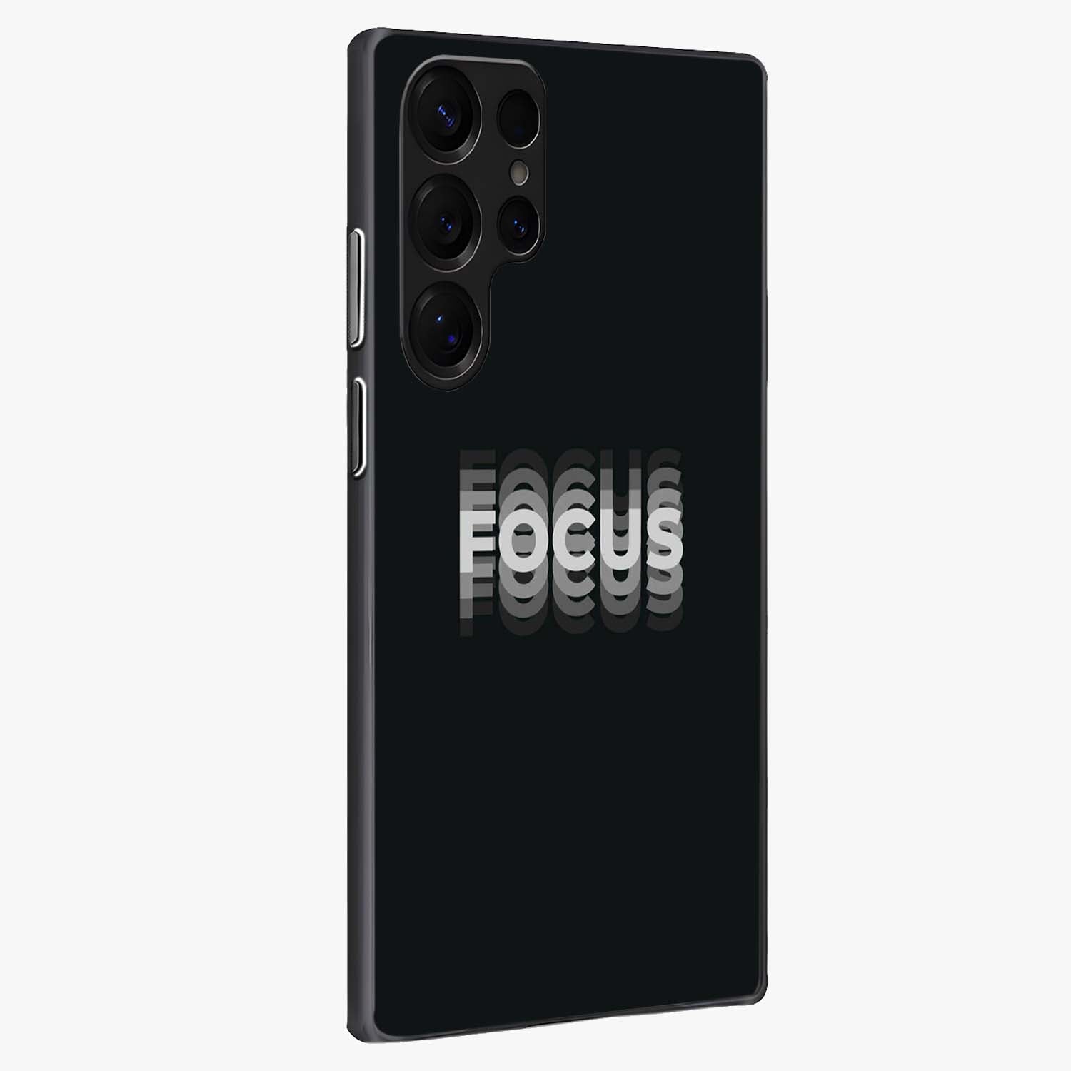 Focused Blade Discipline Glass Case upright view showcasing strong typography statement with sleek motivational theme.