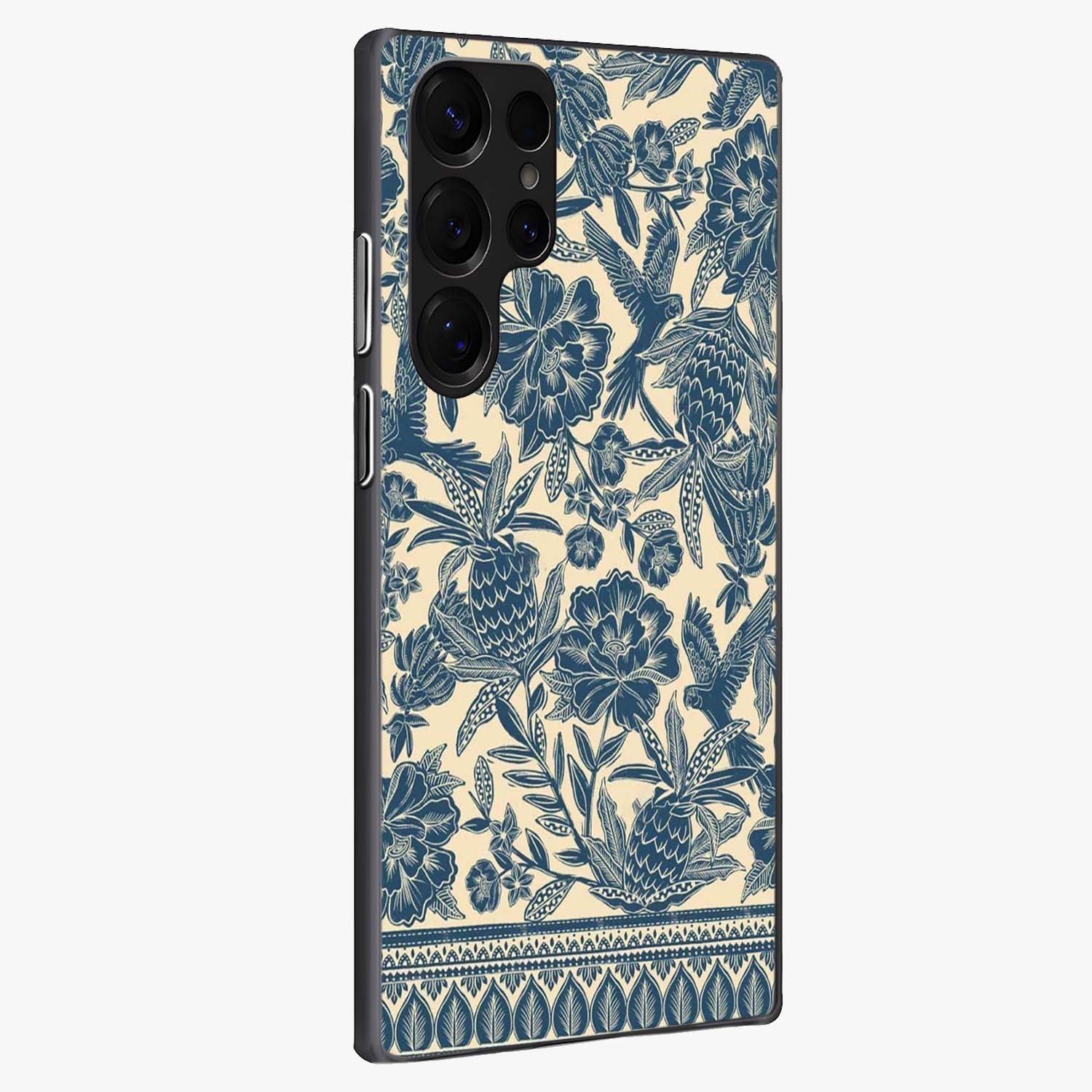 Heirloom Wild Bloom Glass Case upright view showcasing delicate wildflower artwork with timeless floral theme.