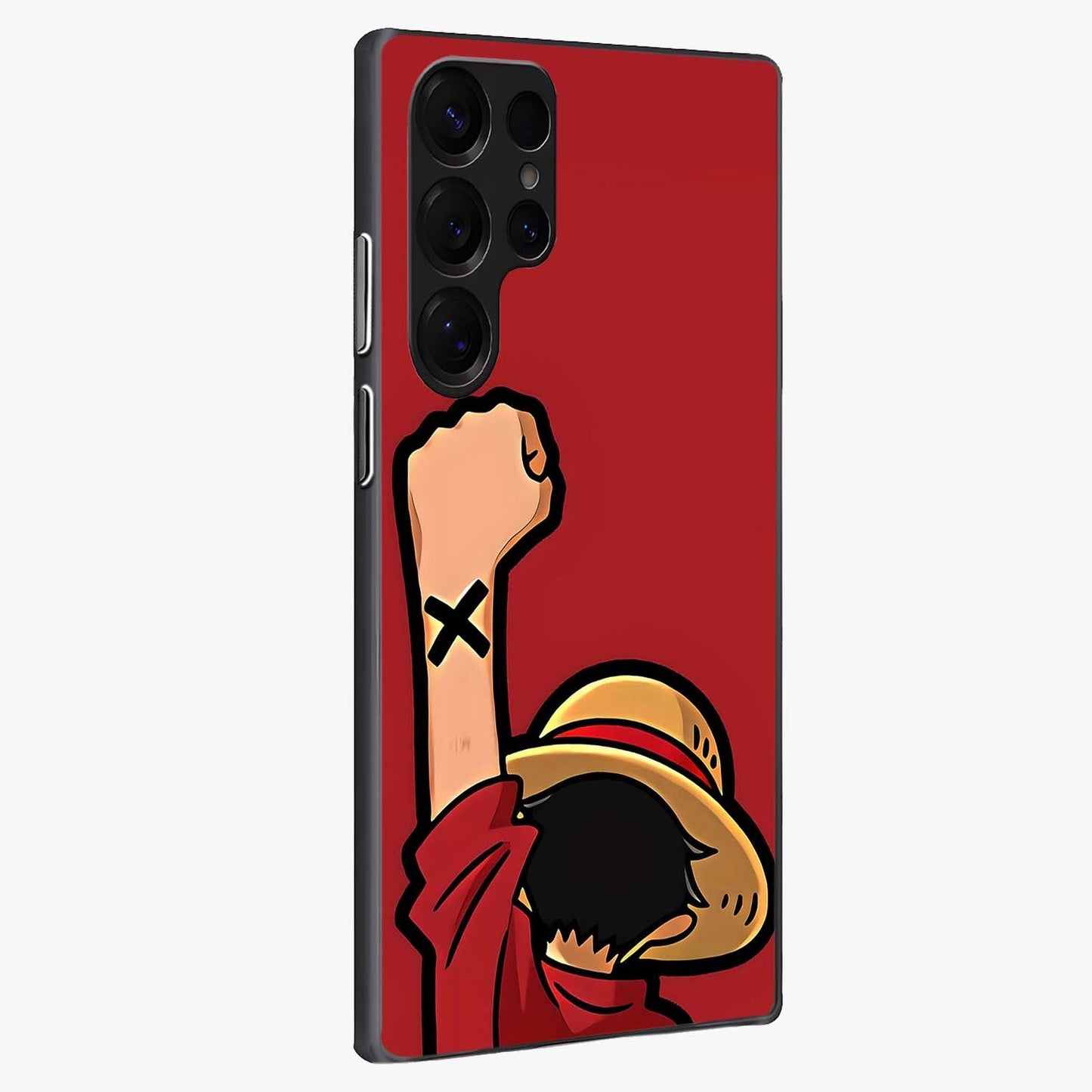 Luffy X Spirit Glass Case upright view showcasing striking anime artwork with adventurous character theme.