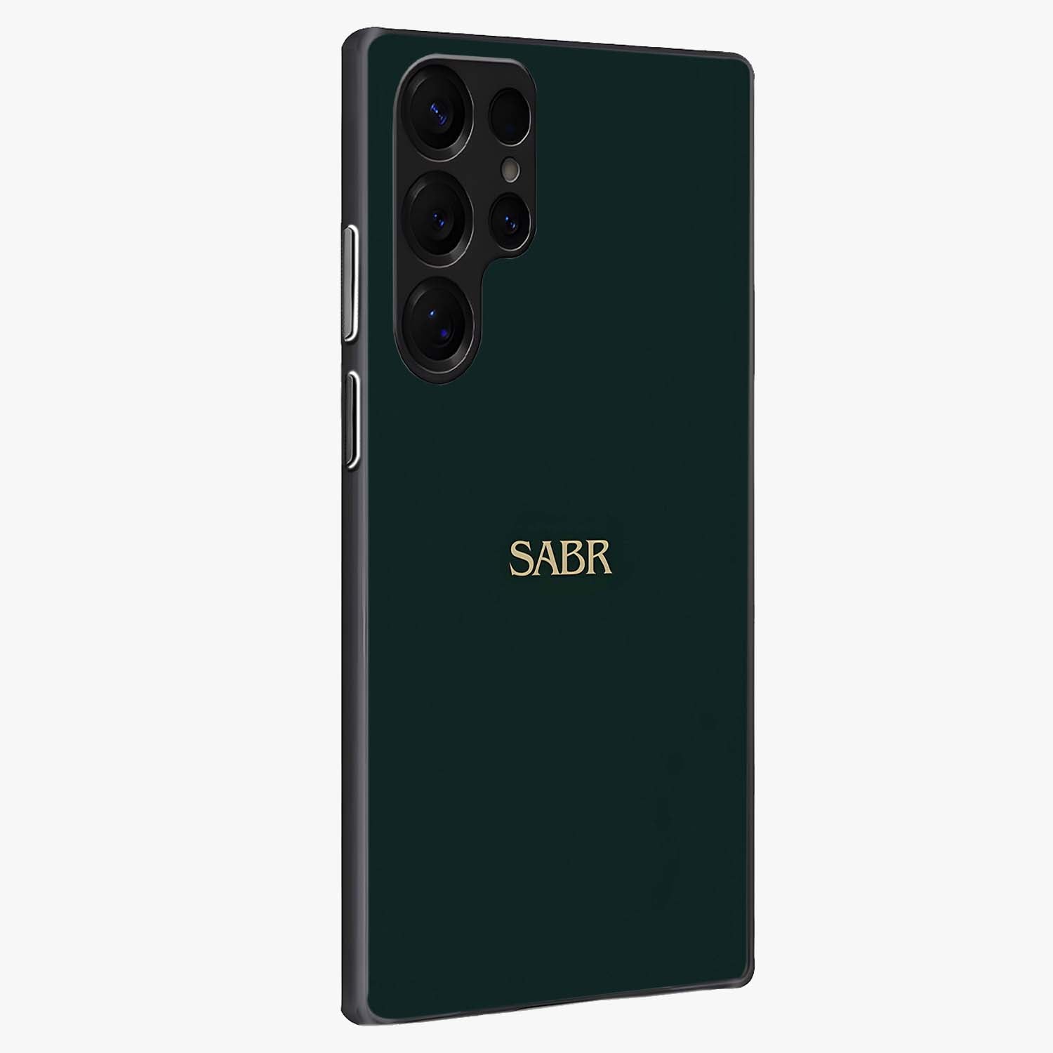 Sabr Minimal Patience Glass Case upright view showcasing calm minimalist artwork with motivational patience theme.
