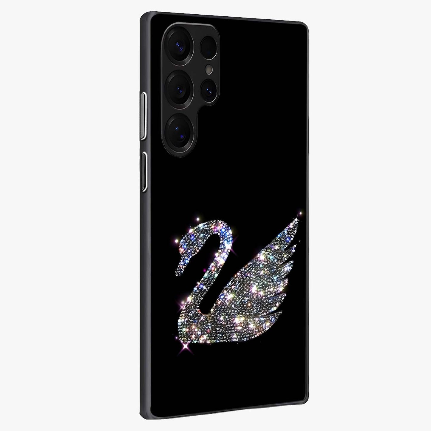 Starlit Swan Grace Glass Case upright view showcasing beautiful swan artwork with peaceful night themed design.