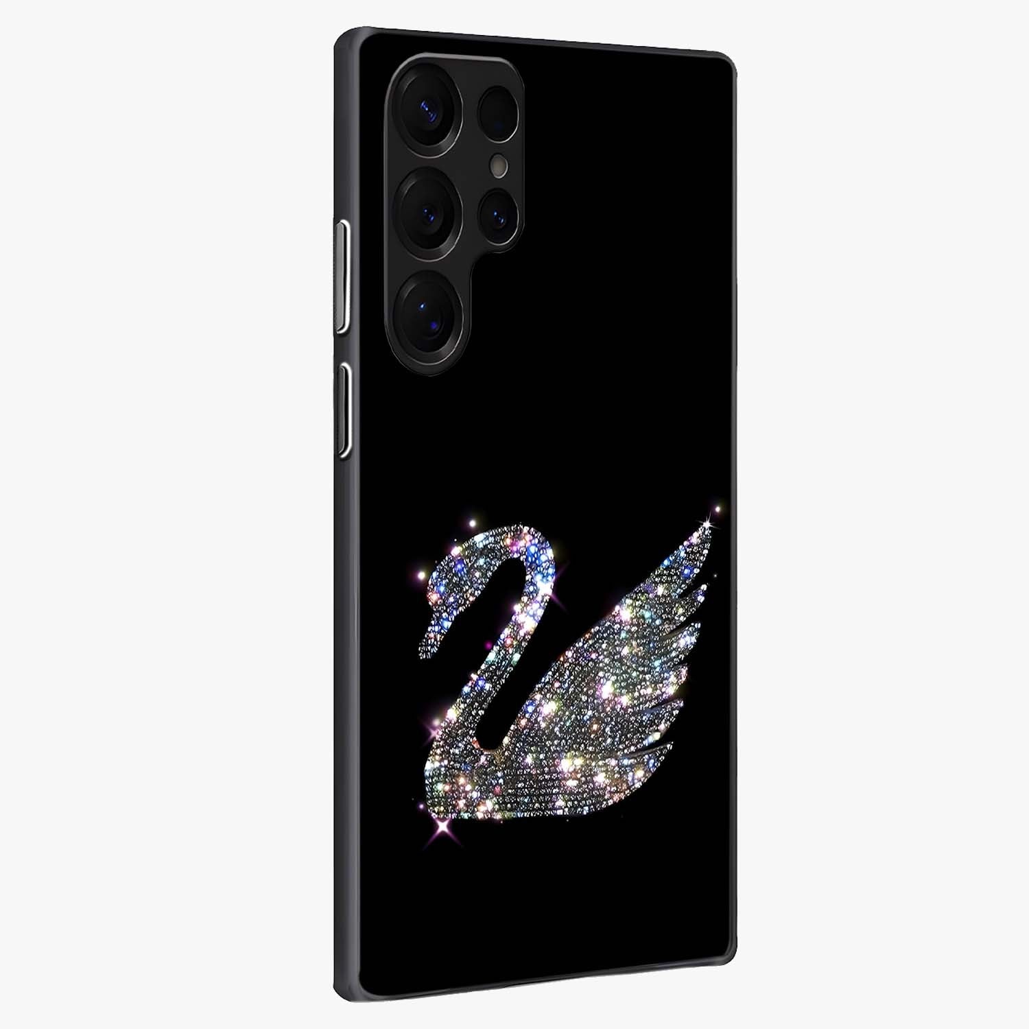 Starlit Swan Grace Glass Case upright view showcasing beautiful swan artwork with peaceful night themed design.