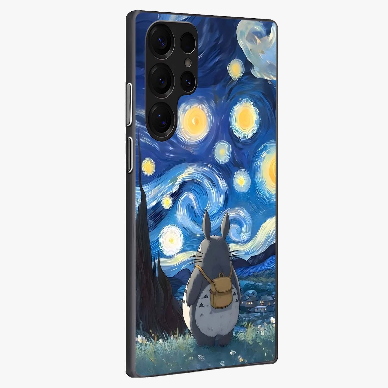 Totoro In Van Gogh Art Glass Case upright view showcasing creative character artwork with painterly artistic theme.