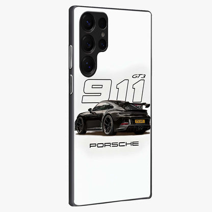 Turbo Legacy Icon Glass Case upright view showcasing bold racing inspired artwork with classic car theme.