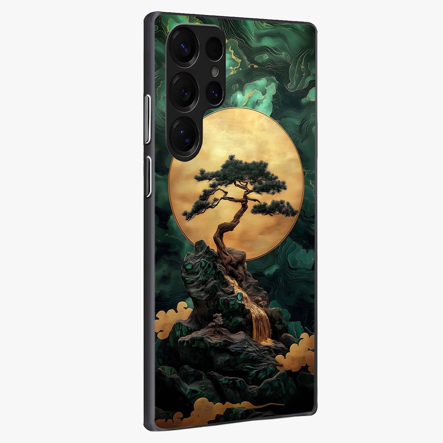 Zen Moon Rise Glass Case upright view showcasing serene moon artwork with tranquil night theme.