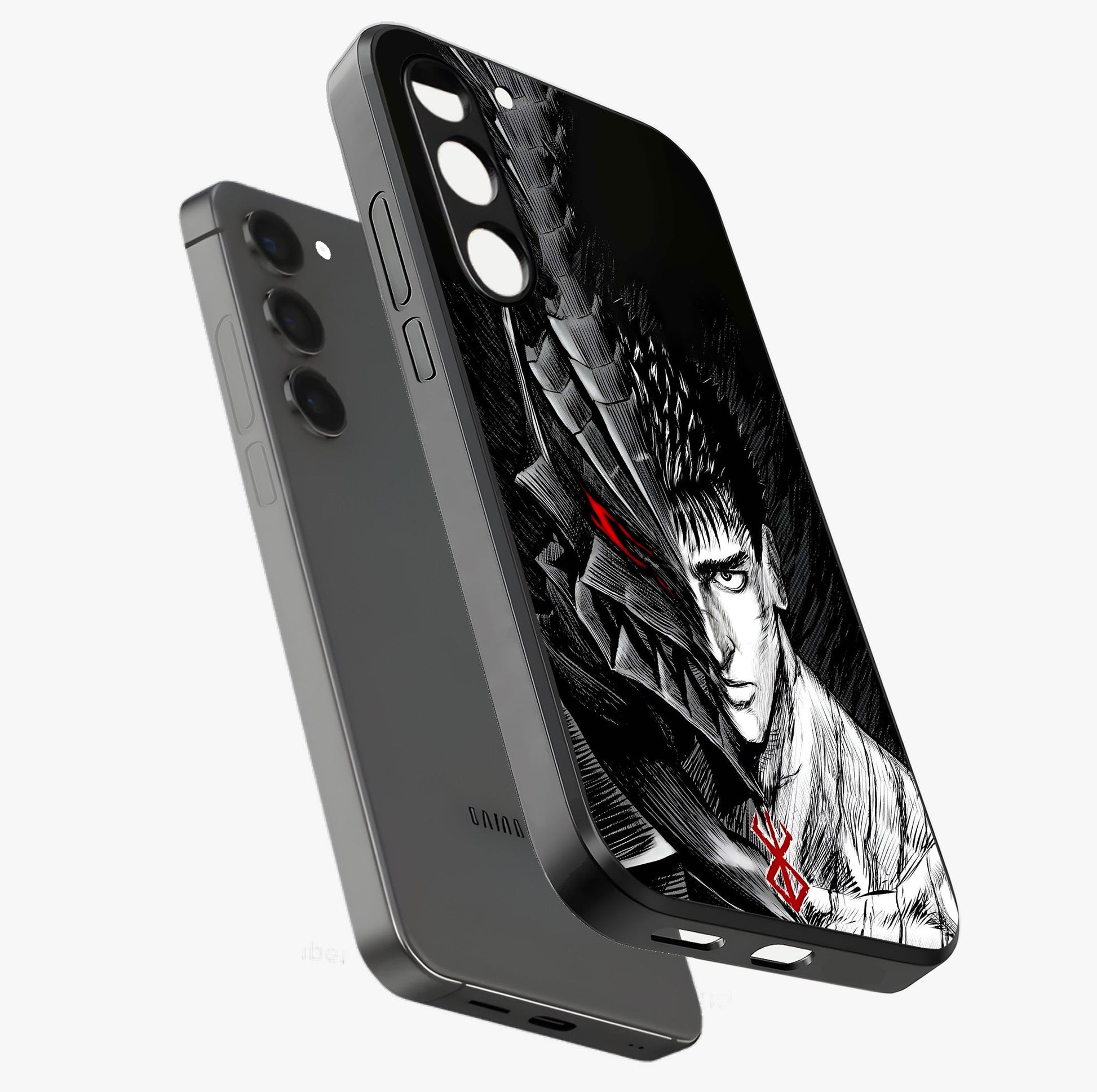 Berserker Blood Oath Glass Case displayed in angled mockup highlighting dark fantasy graphic design and powerful theme.