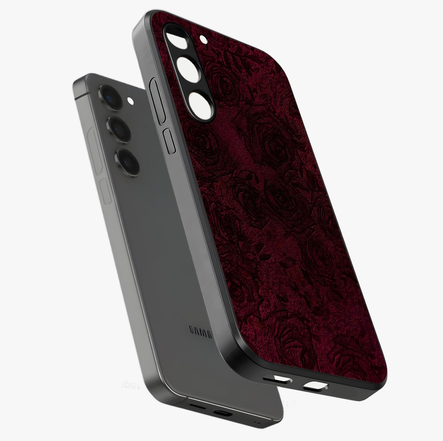 Crimson Fade Flow Glass Case displayed in angled mockup highlighting smooth gradient design with modern aesthetic style.