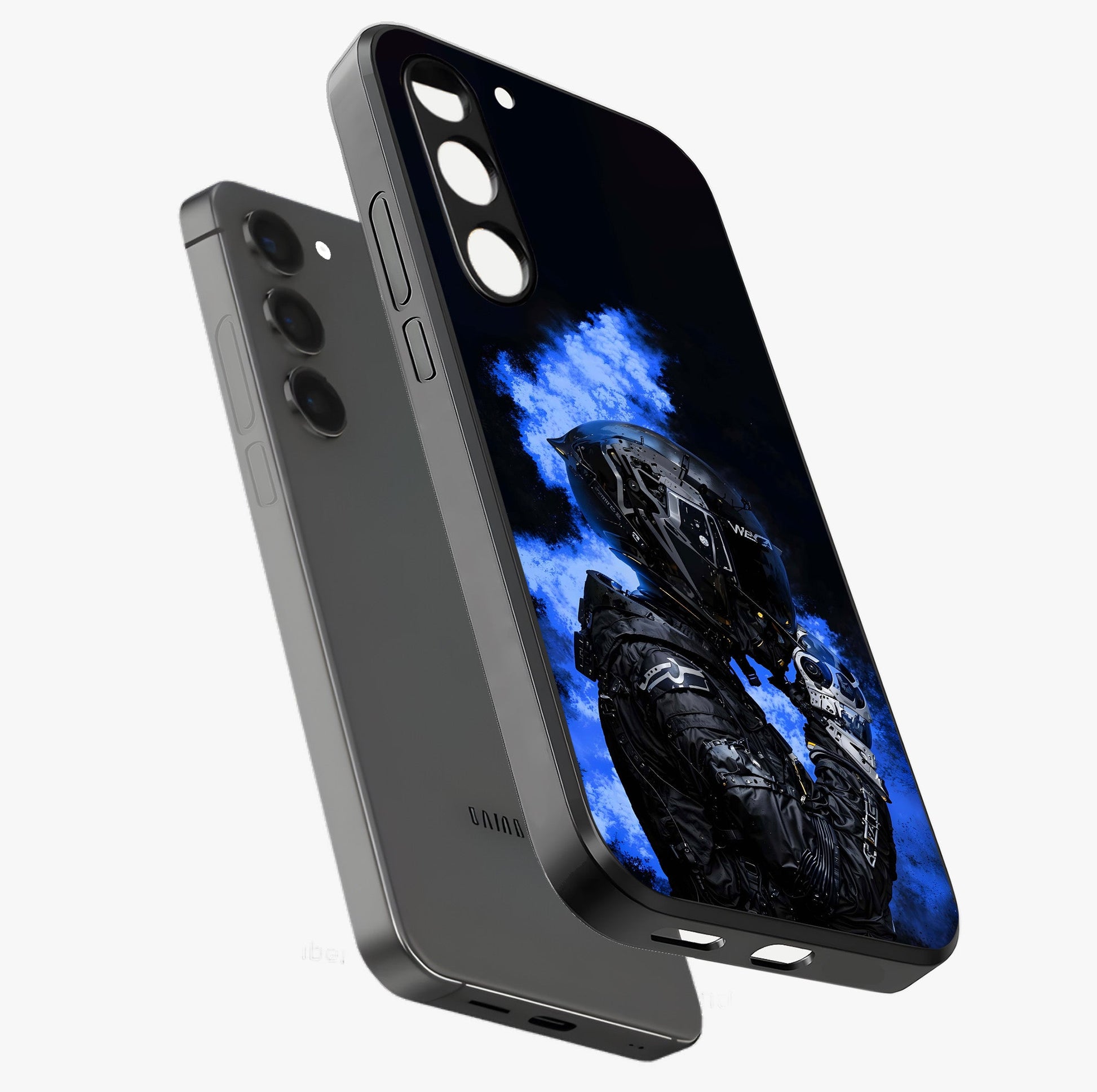 Cyber Sentinel Protocol Glass Case displayed in angled mockup highlighting digital cyber design with sci-fi aesthetic style.