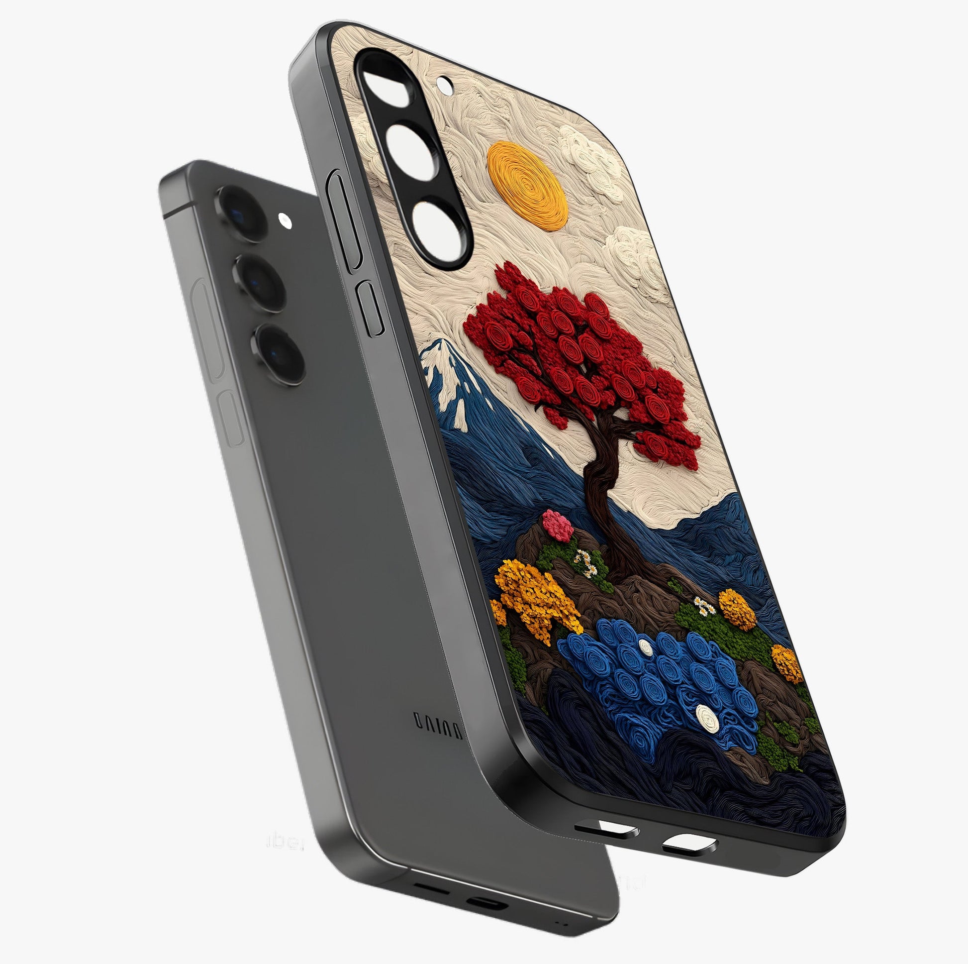 Eternal Nature Tapestry Glass Case displayed in angled mockup highlighting detailed botanical pattern with artistic aesthetic.