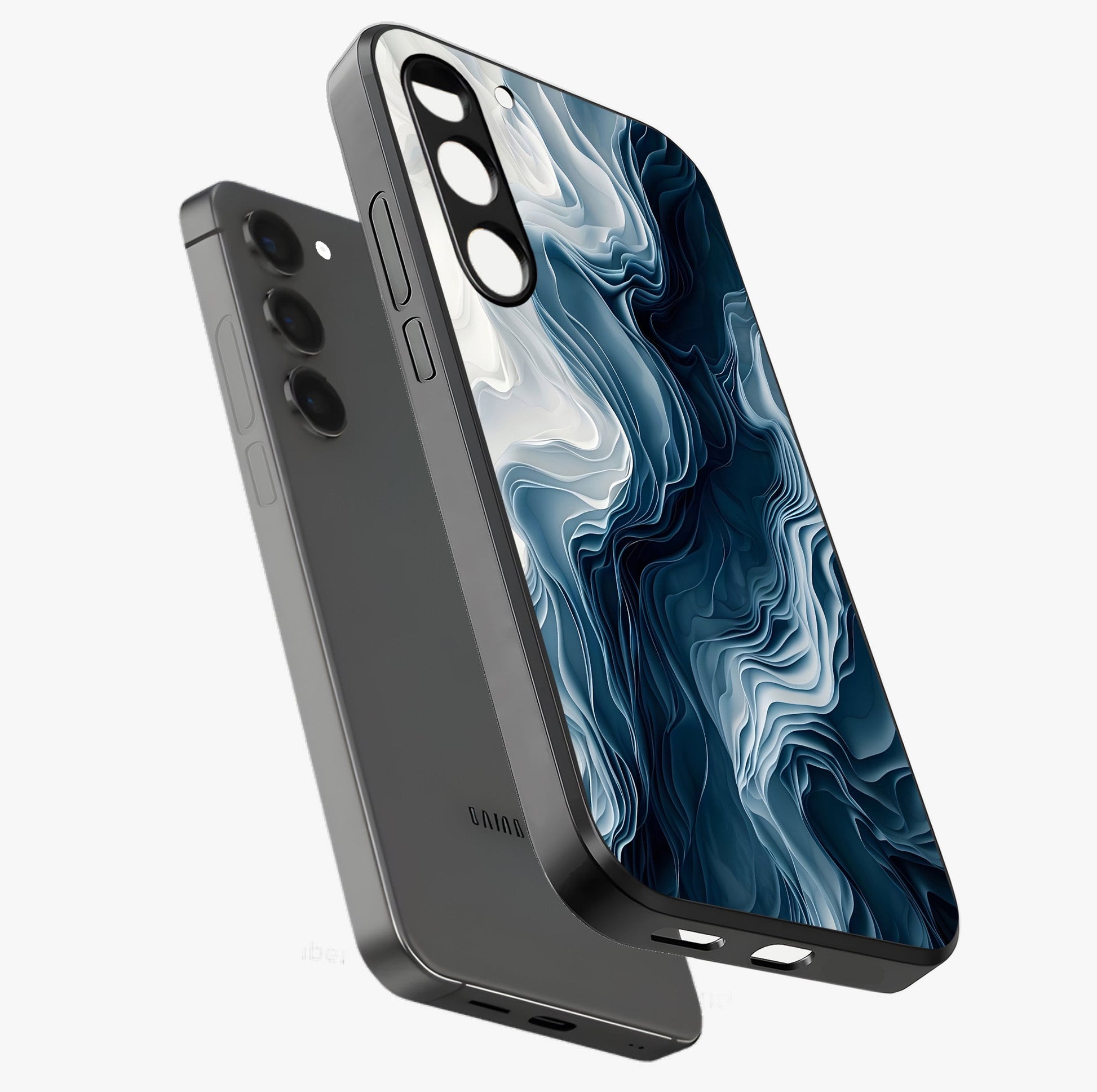 Ethereal Paper Marble Glass Case displayed in angled mockup highlighting elegant marble pattern with modern aesthetic style.