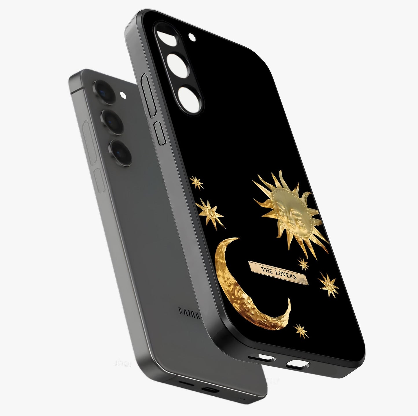 Gold Sun Blush Glass Case displayed in angled mockup highlighting radiant sun design with warm golden aesthetic.