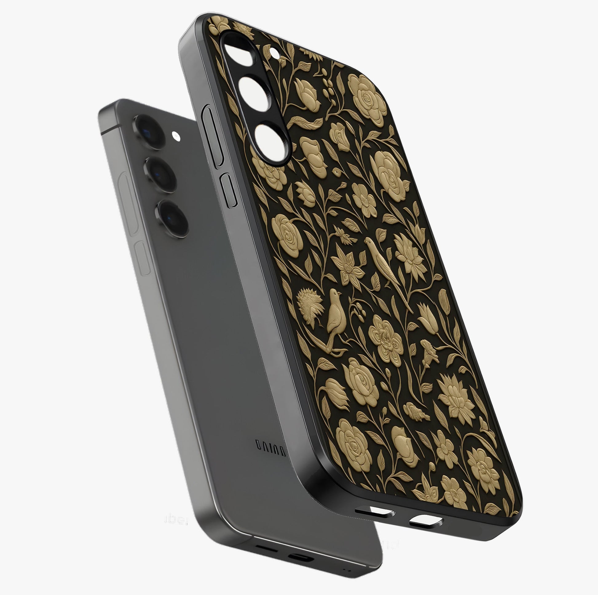 Golden Evil Eye Mandala Glass Case displayed in angled mockup highlighting protective evil eye symbol with golden mandala design.