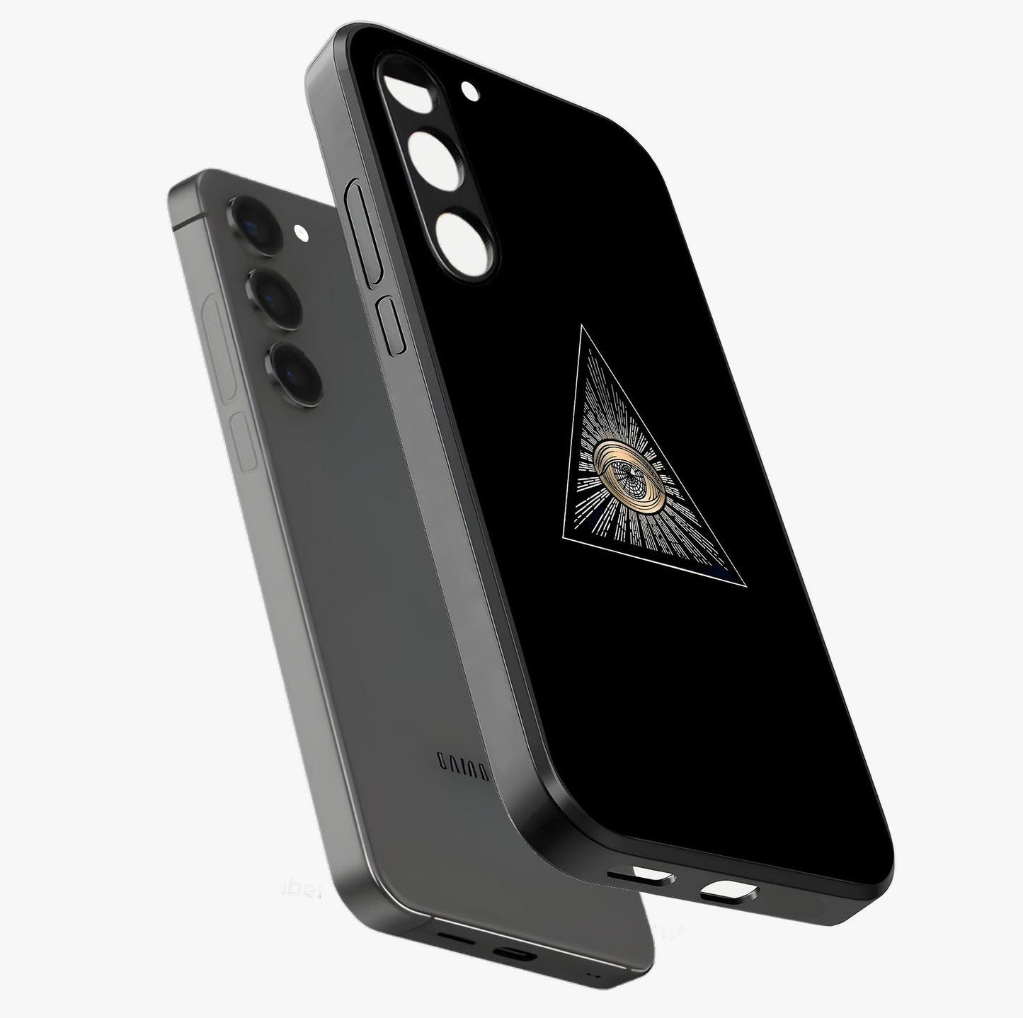 Illuminati Evil Glass Case displayed in angled mockup highlighting dark occult inspired design with bold aesthetic style.