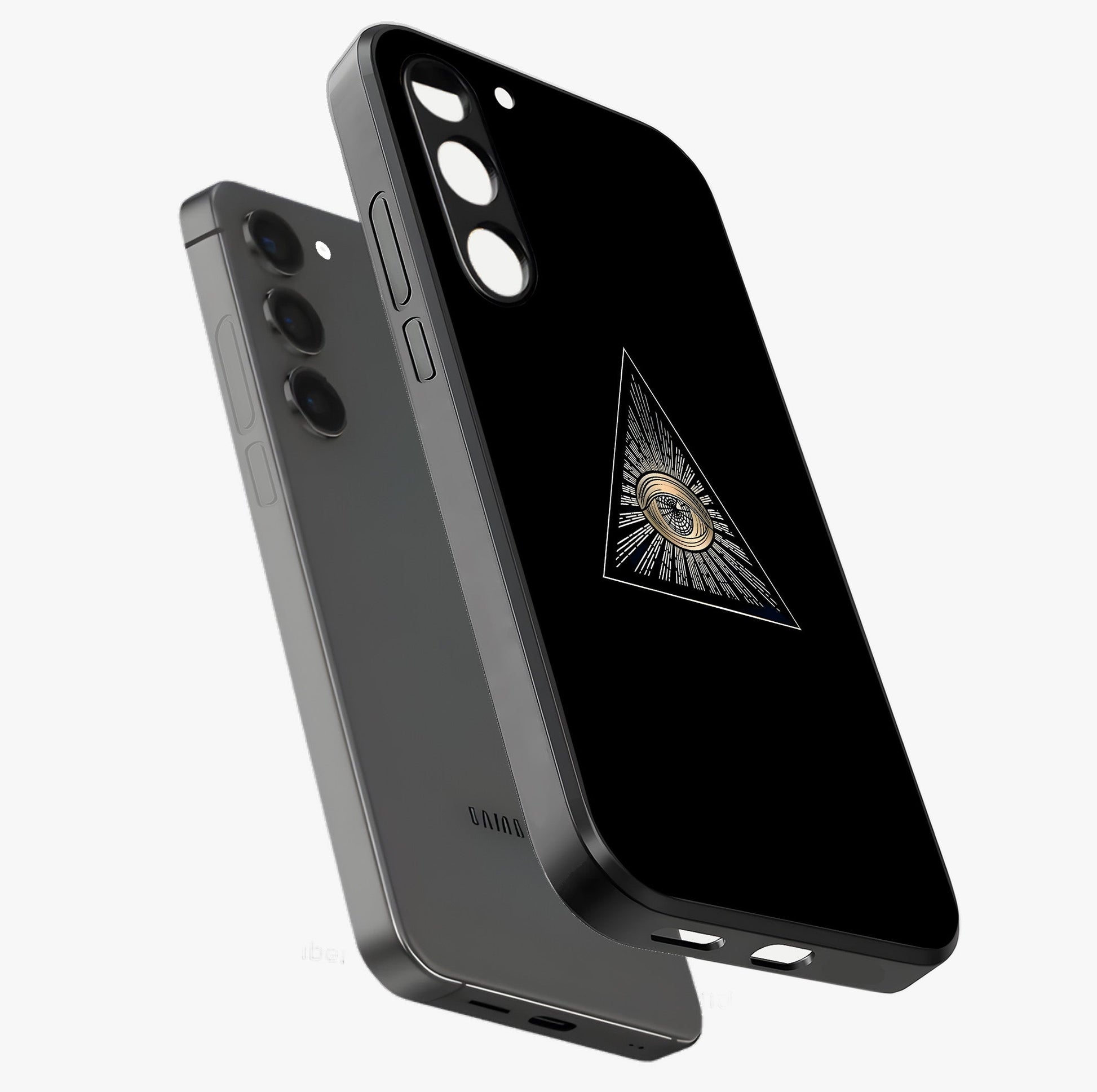 Illuminati Evil Glass Case displayed in angled mockup highlighting dark occult inspired design with bold aesthetic style.