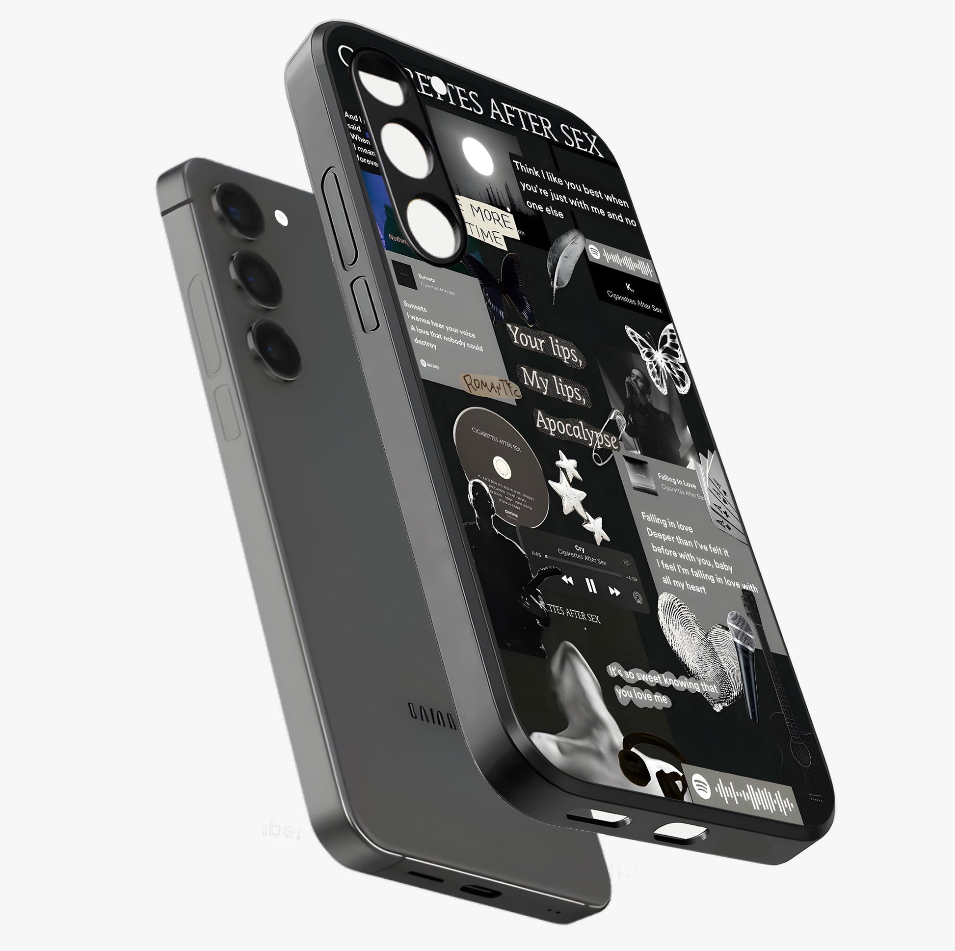 Midnight Love Echo Glass Case displayed in angled mockup highlighting elegant love inspired design with deep aesthetic style.