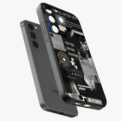 Midnight Love Echo Glass Case displayed in angled mockup highlighting elegant love inspired design with deep aesthetic style.