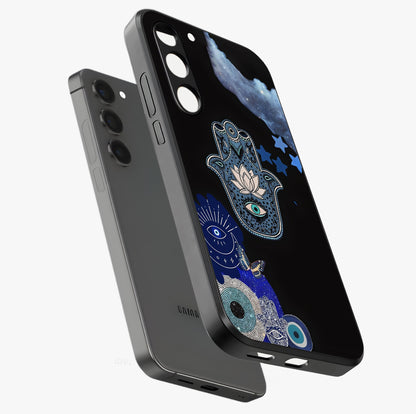 Mystic Hand Aura Glass Case displayed in angled mockup highlighting magical aura design with spiritual aesthetic style.