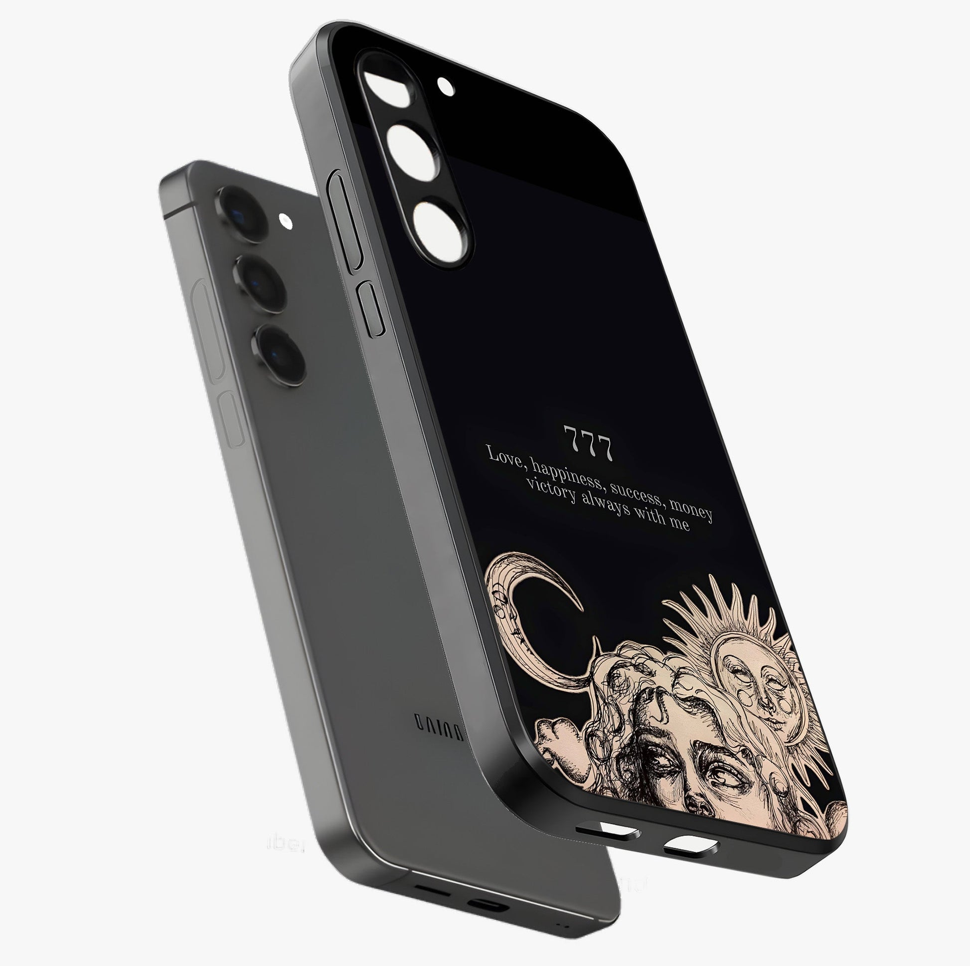 Mystic Victory Aura Glass Case displayed in angled mockup highlighting energetic aura design with bold mystical aesthetic.