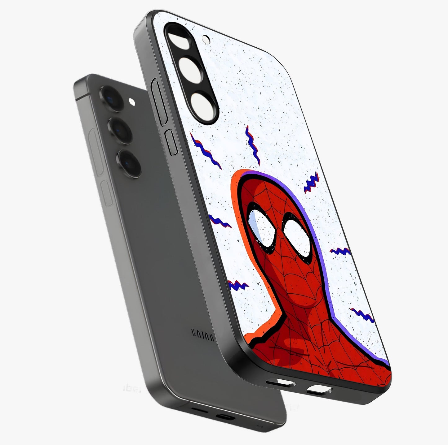 Omg Spiderman Glass Case displayed in angled mockup highlighting dynamic hero illustration with action comic aesthetic.