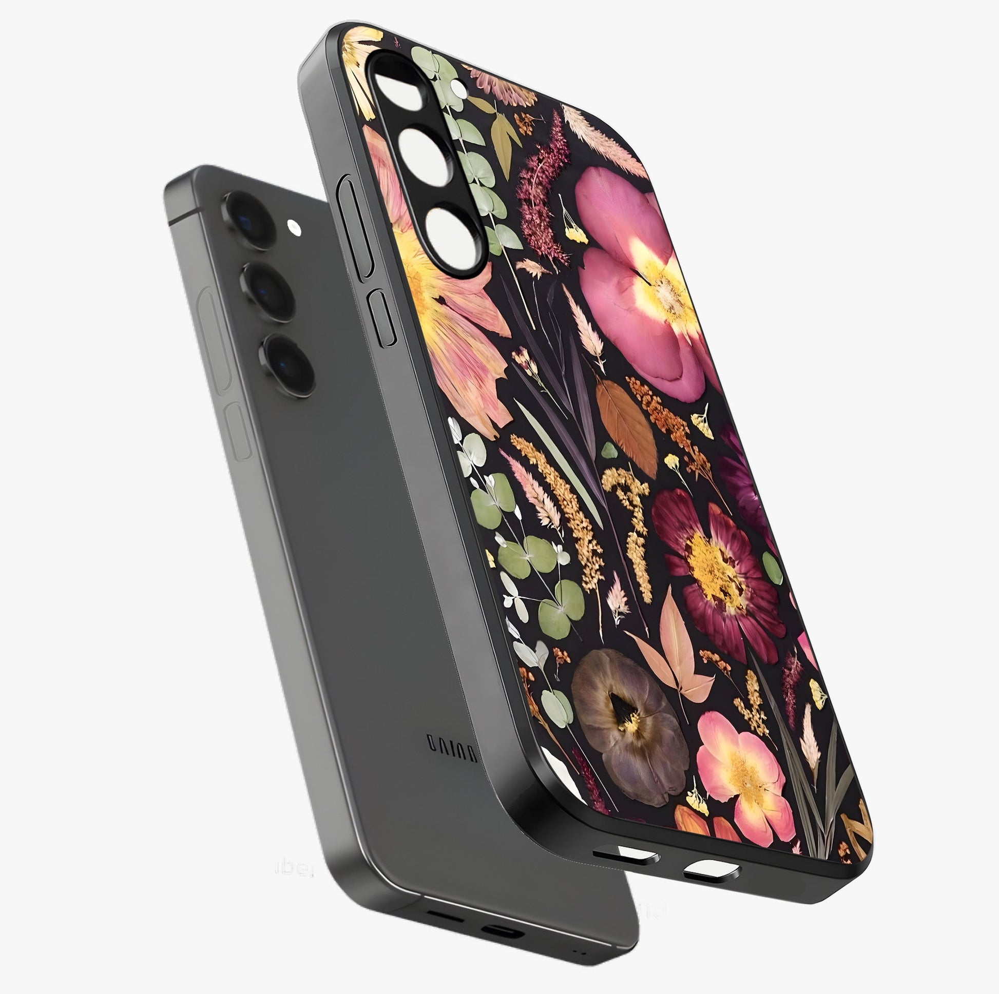 Petal Dream Tapestry Glass Case displayed in angled mockup highlighting decorative petal pattern with elegant botanical aesthetic.