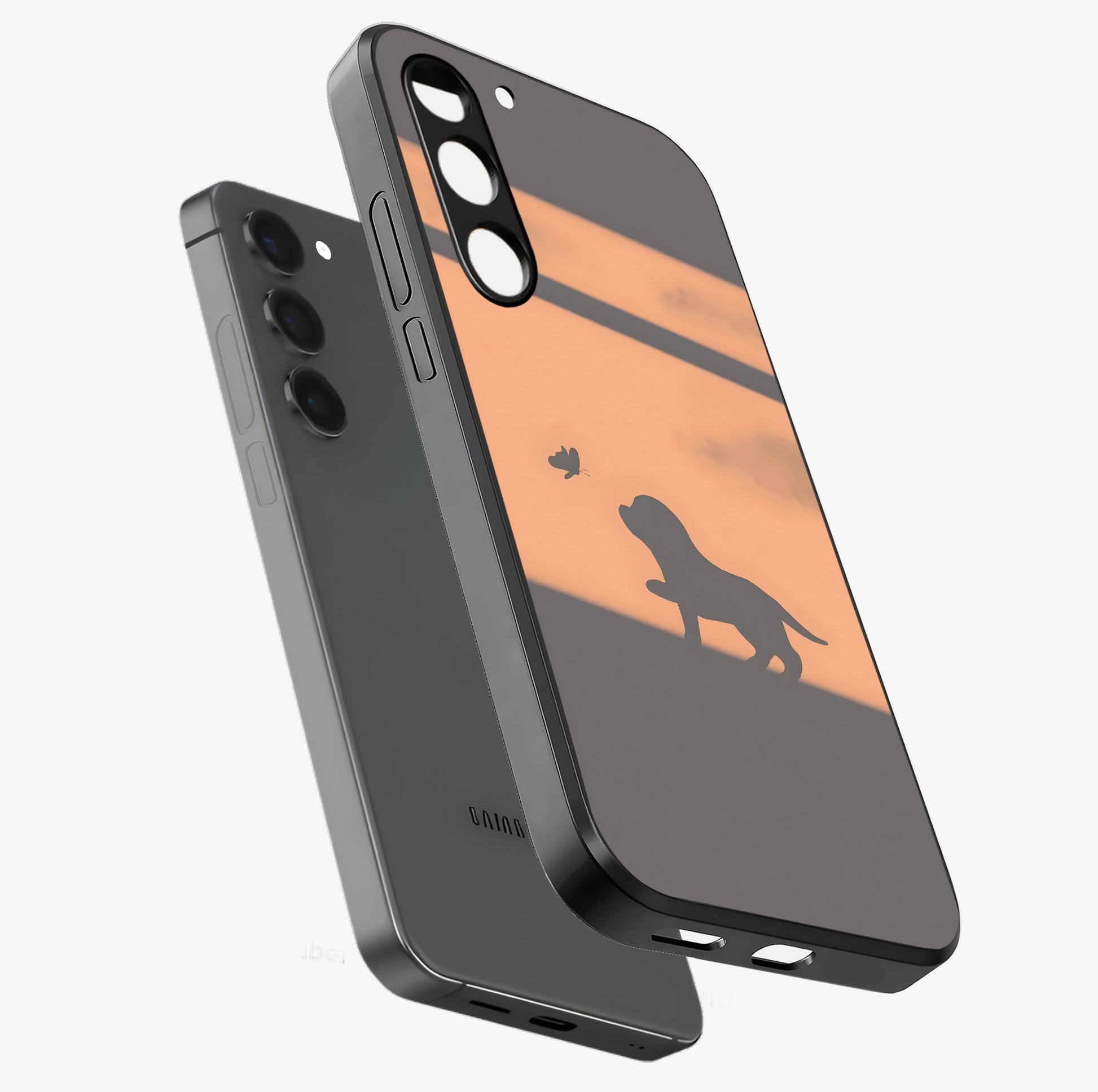 Puppy Shadow Art Glass Case displayed in angled mockup highlighting playful dog illustration with artistic shadow aesthetic.